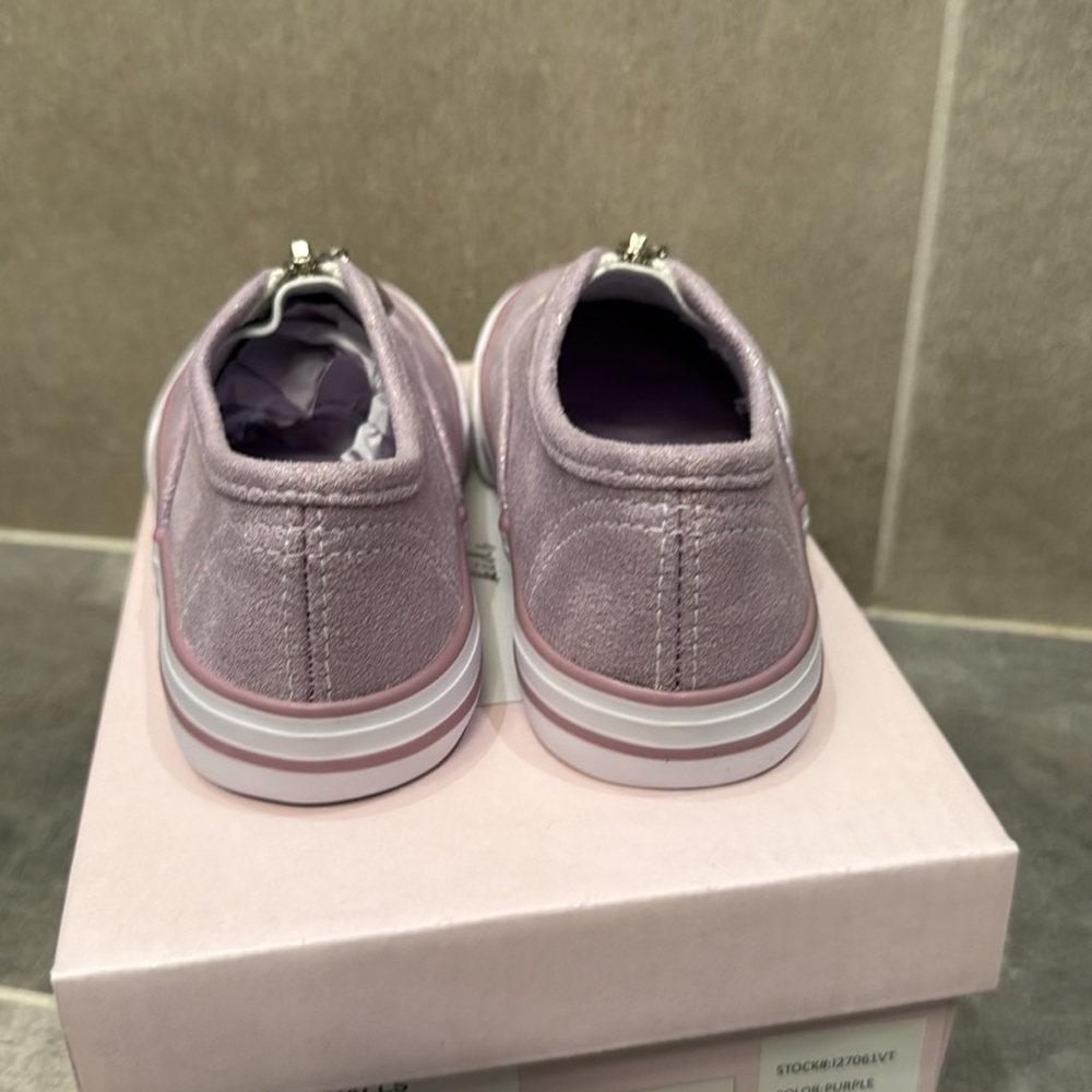 Toddler canvas heart zipper sneakers in sparkly purple - Picture 3 of 7
